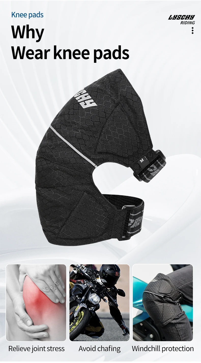 Lyschy Black Short Motorcycle Knee Pad Breathable Sports Knee Pads