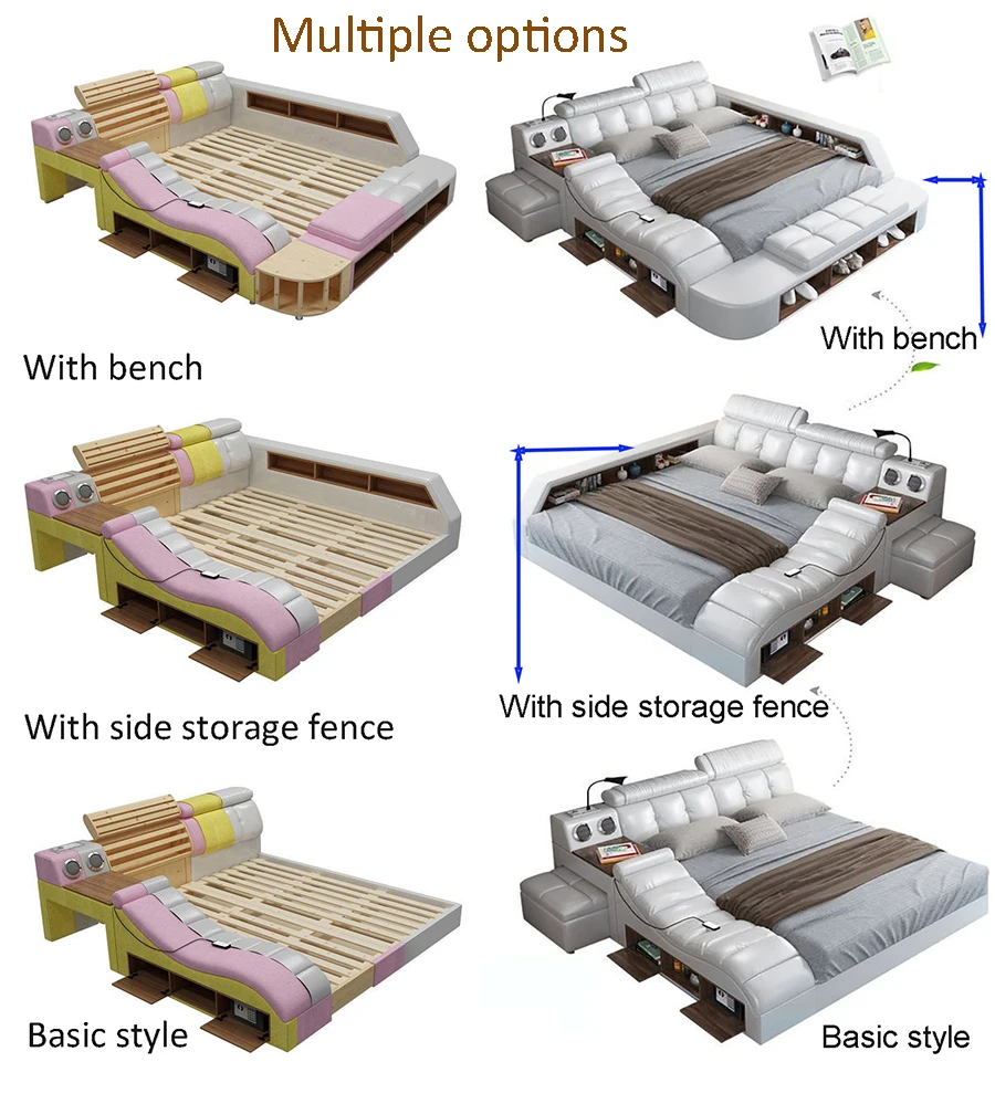 Modern Furniture Bedroom Set Frame Velvet Storage Luxury Italian Headboard Double European King