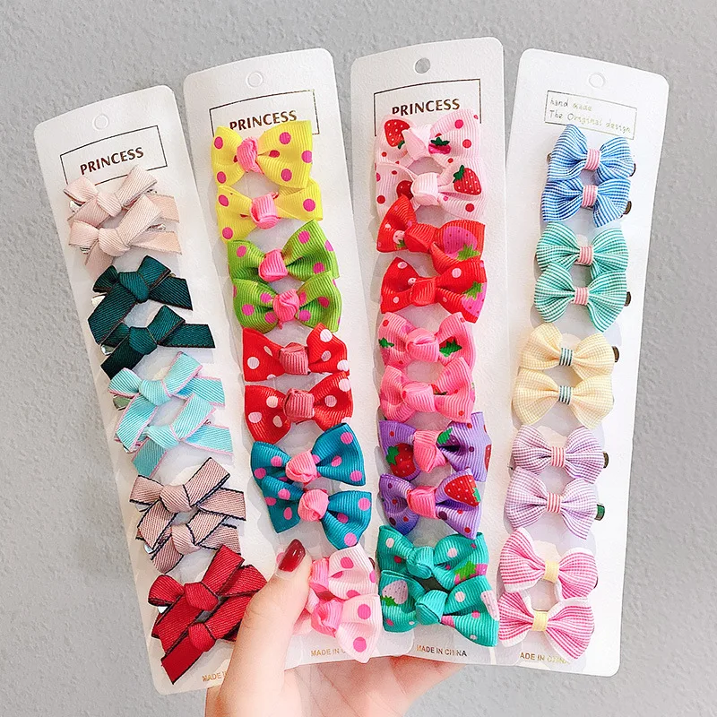 10pcs Girl Hair Bows Barrettes Clips For Kids Toddlers Girls Bowknot accessories 