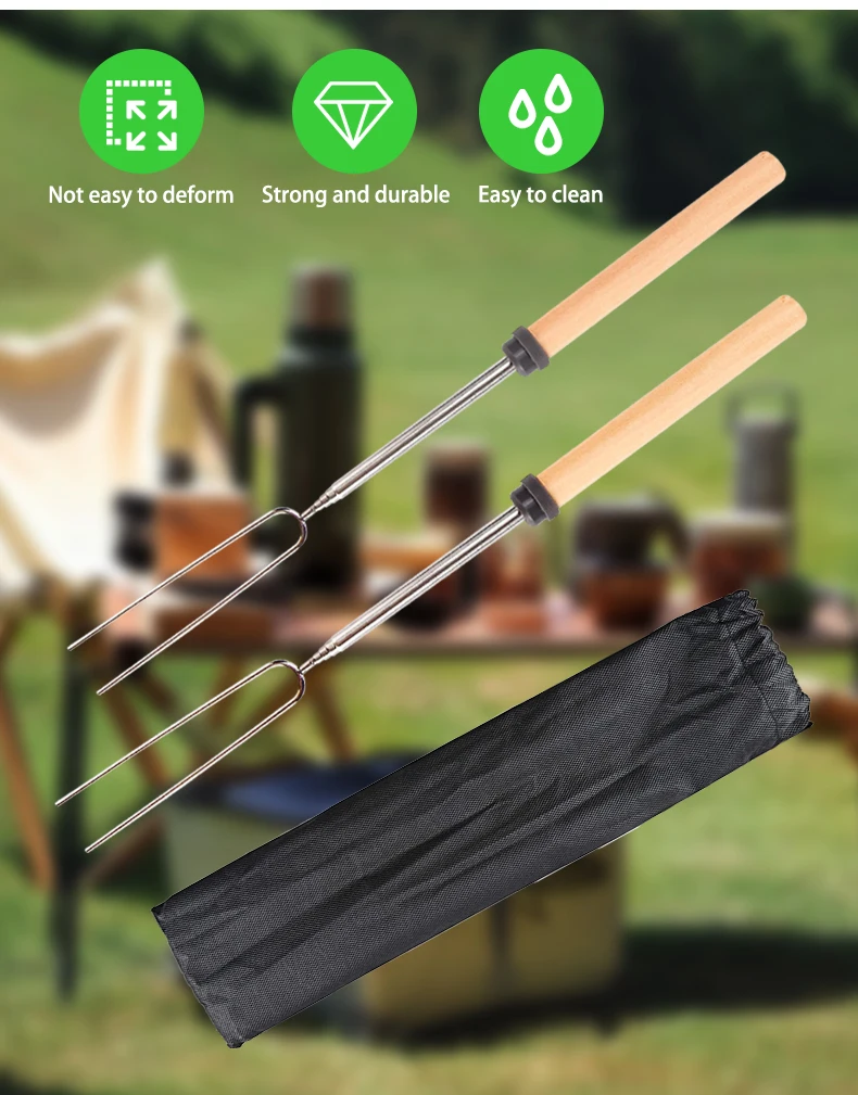 Telescopic Sticks Hot Dog Fork Customizable Sets Marshmallow Roasting