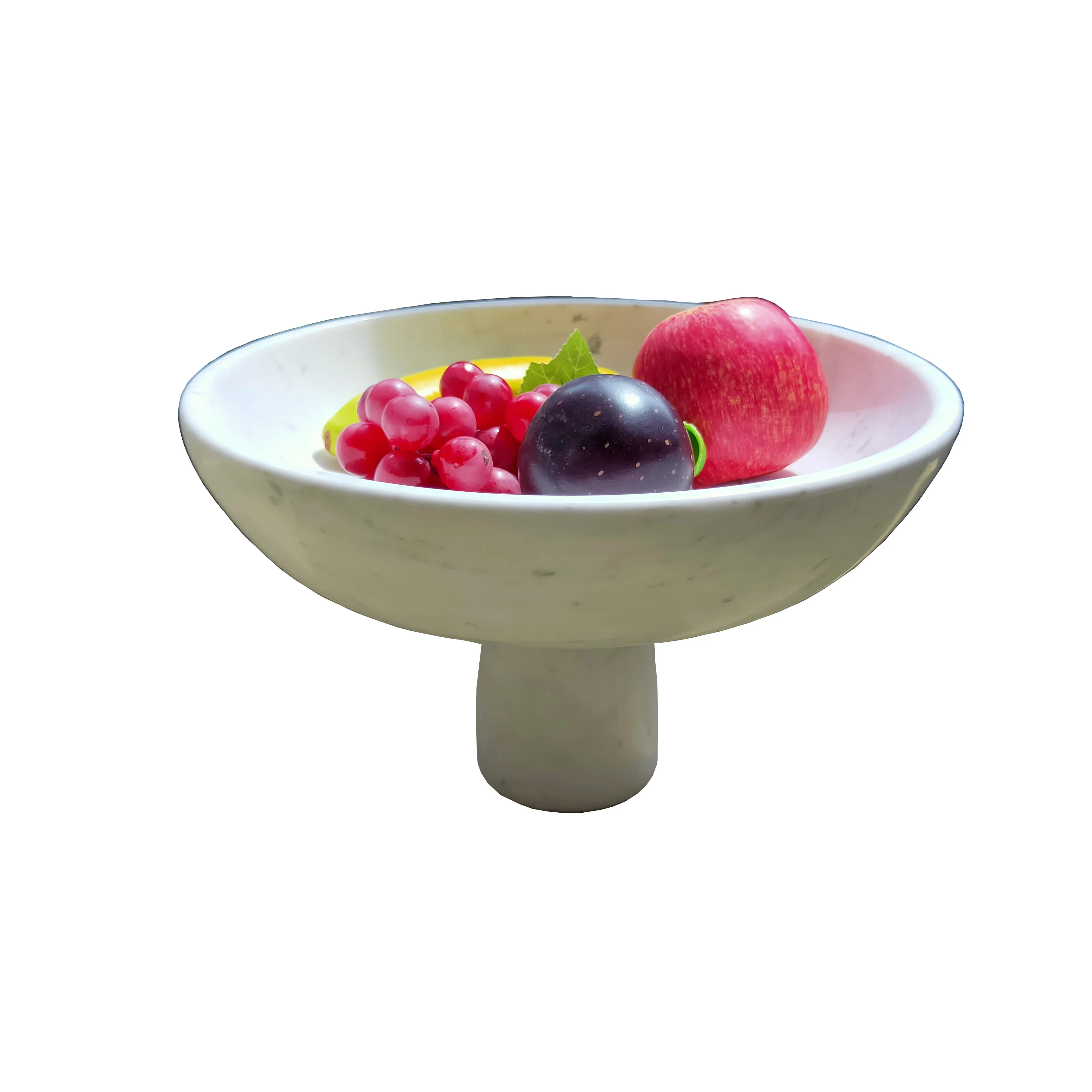 Modern Home Decor Pedestal Design Large White Marble Fruit Bowl Elegant Furniture Decoration