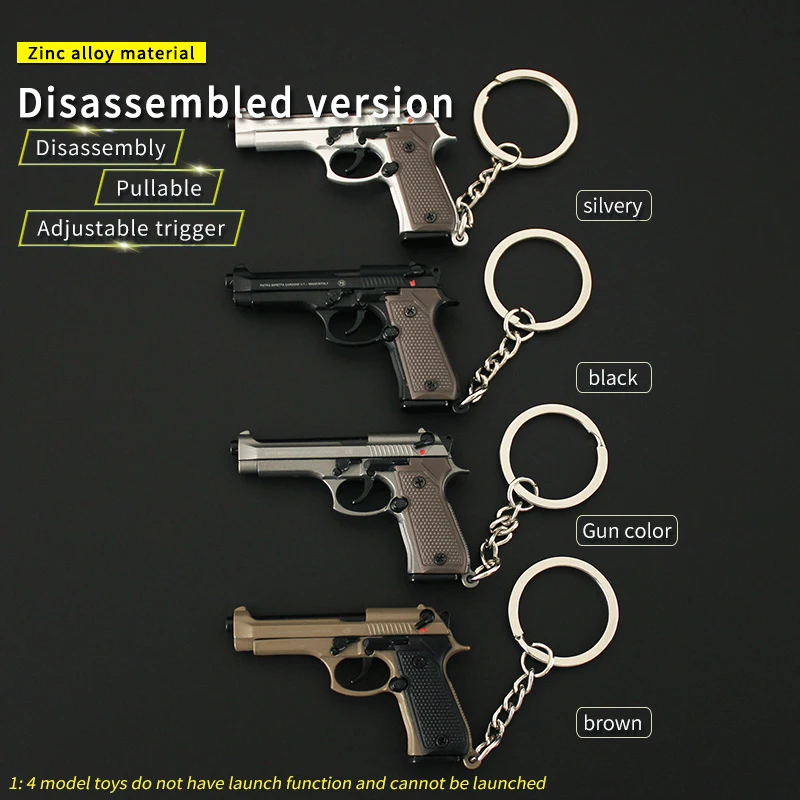 Realistic Beretta M92 Metal Toy Gun Pistol Keychain for Kids, Mini