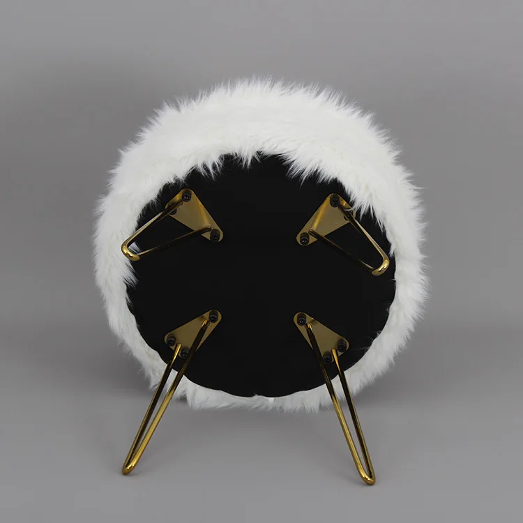 Customized Small White Pouffe Ottoman Footstool Bedroom Faux Fur French Gold Ottomans