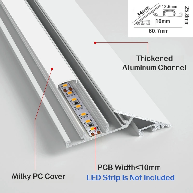 Ceiling Edge Top Corner LED Aluminum Profile Embedded Reflector Channels Drywall Backlight Living Room Decor Linear Strip Lights
