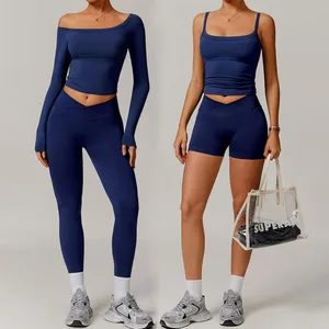 BNICE Custom Logo Wholesale Women Pants Set Yoga Leggings Gym Short Pants V Style Butt Scrunch Leggings for Fitness Sportswear