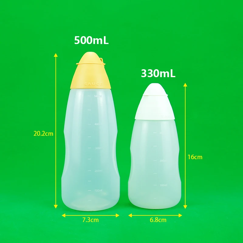 Customizable 330ml 500ml Eco-Friendly Recycled Plastic Kitchen Squeeze Bottle Screw Cap Condiment Dispenser Ketchup Packaging