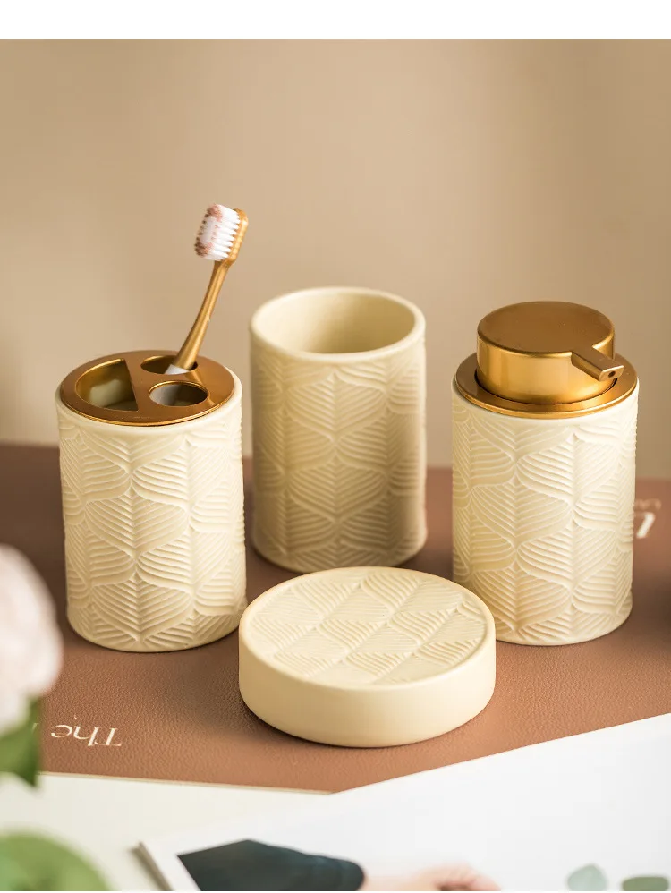 product ceramic four piece home decorative bathroom gargle cups and accessories bathroom wash and toiletry set-12