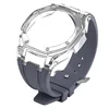 Étui transparent + bracelet gris