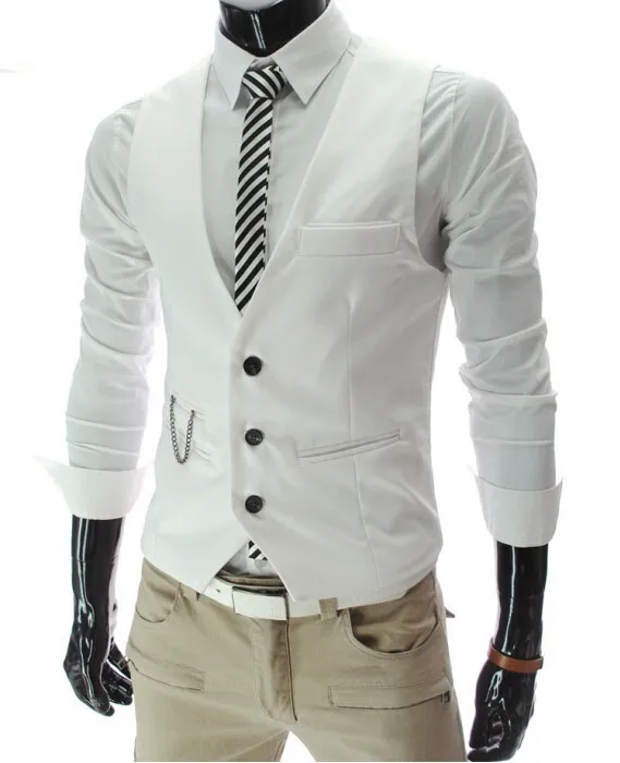 Men's Formal Dress Business Vest Waistcoat V-Neck Casual Sleeveless Jacket Slim