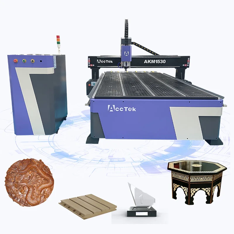 Cnc Router AKM1530 Wood Engraver Machine 5*10ft 3015 T Slot Vacuum Table 3.2KW 3.5KW Spindle Aluminium Wood Acrylic Pvc Plastic