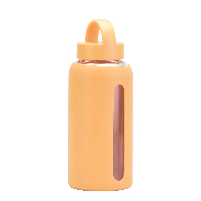 Оптовая продажа высокое качество большая бутылка для воды стеклянные бутылки стеклянная с силиконовым