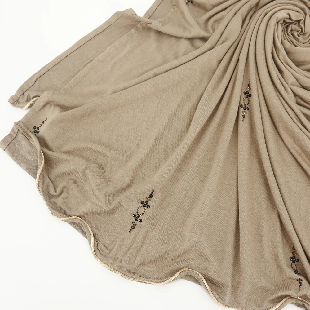 High Quality Premium Jersey Hijab Scarf With Stone Popular Jersey Shawl Jersey Scarf for Muslim
