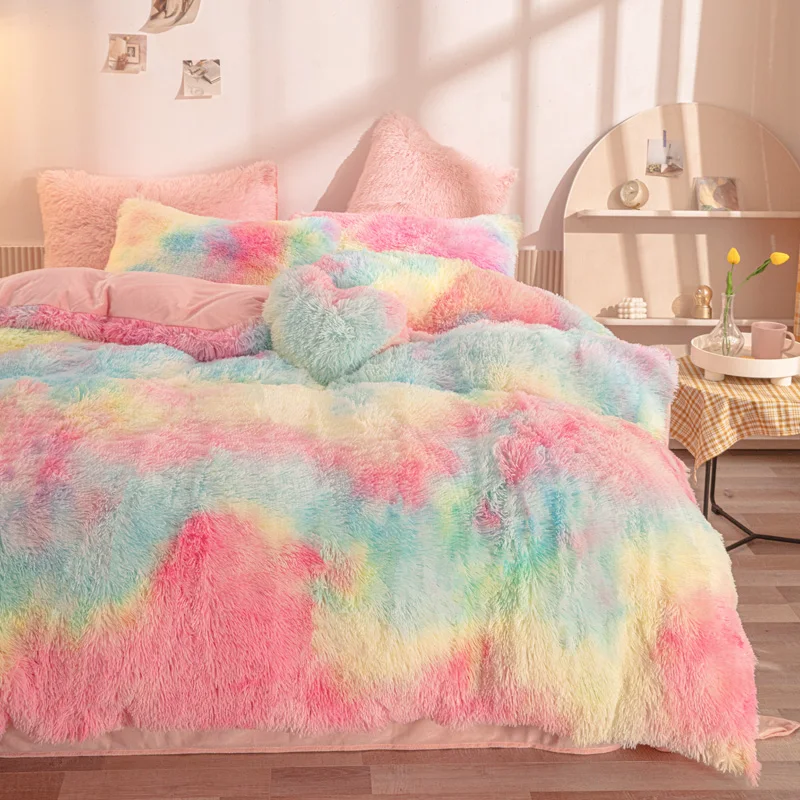 Luxury Ultra Soft 4 Pieces Plush Shaggy Duvet Cover Fluffy Comforter