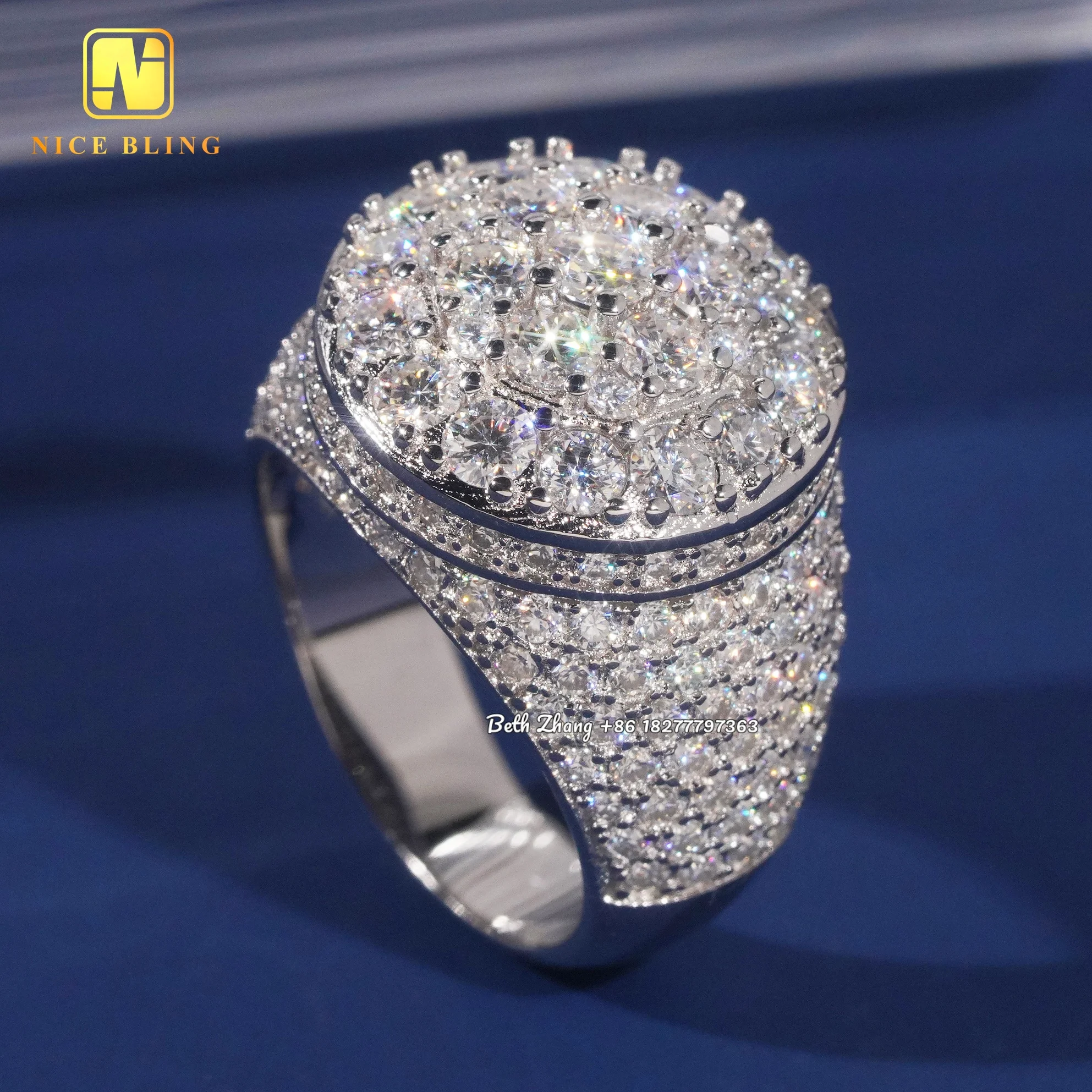 Hip Hop Fashion Rings VVS Moissanite Diamond Engagement Rings 925 Silver  Men Jewelry Iced Out Pinky Rings Pass Diamond Tester