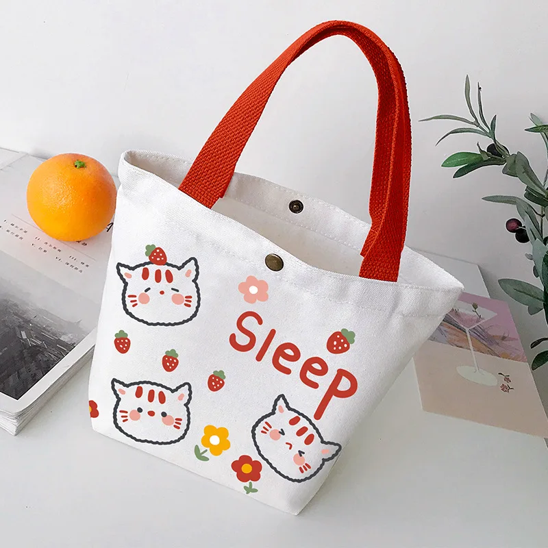 Mini Canvas Tote Bag Custom Printing Pattern Reusable Shopping Bag with Button for Promotional Gift