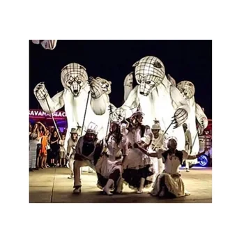 Carnival Attractive Giant Inflatable Polar Bear Costume Advertising Parade Lighted Butterfly Walking Costume For Party Event