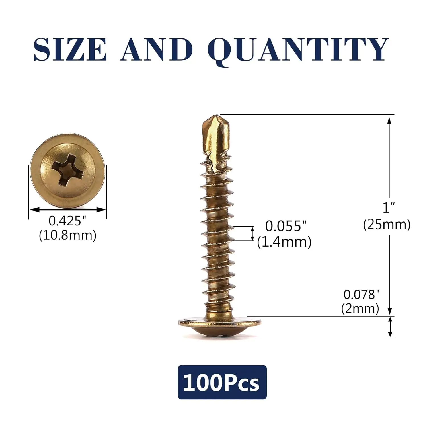50 Viti Per Lamiera #6 X 5/8'' – Acciaio Inox 18-8, Testa Piatta, Phillips, Confezione Multipla - 6