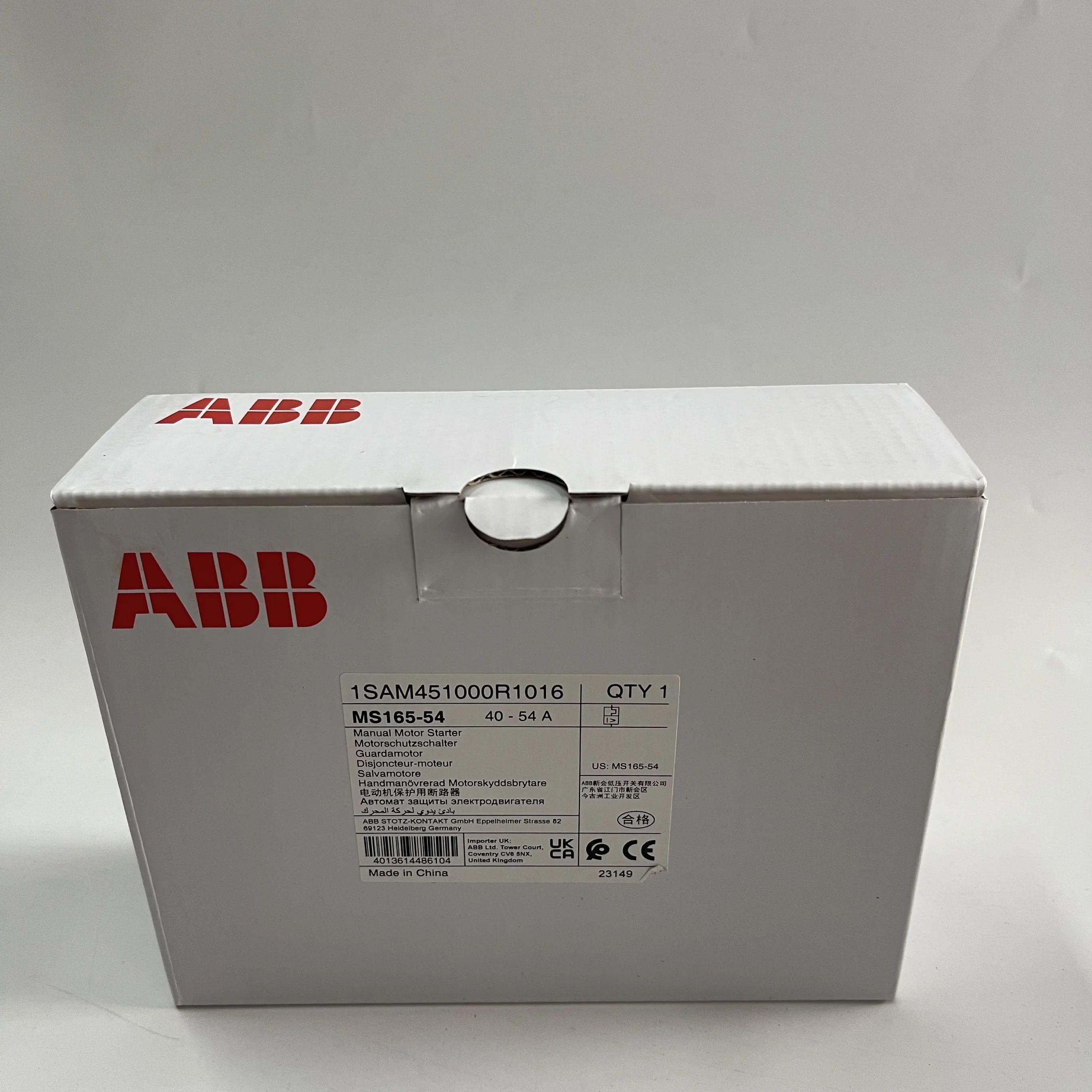 ABB Manual Motor Starter MS165-54 1SAM451000R1016 ABB Manual Motor Starter MS165-54 1SAM451000R1016