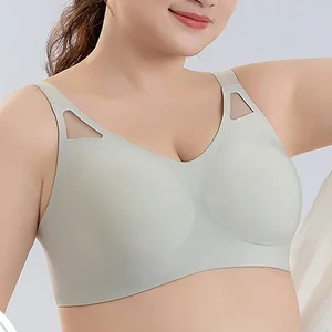 Women's Plus Size Sports Bra Summer Jelly Bra Push-up Comfortable Thin Side Breast Support for Large Bust Wireless Minimizer Bra