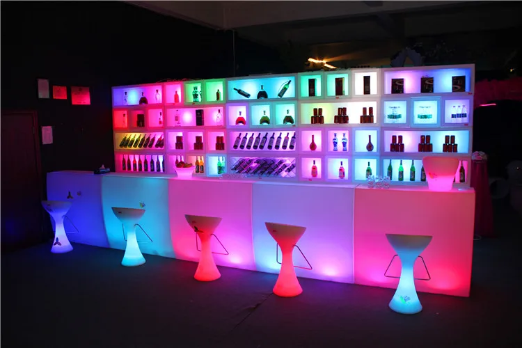 お洒落な光るバーカウンター パーティーの受付にも使える！ 光るバー家具LED家具バーコーナー16色光るLEDバーカウンター