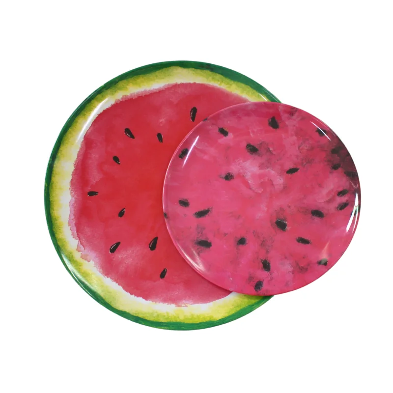 2022 Summer Dinnerware Round Shape Melamine Plate and Dish Watermelon Pattern