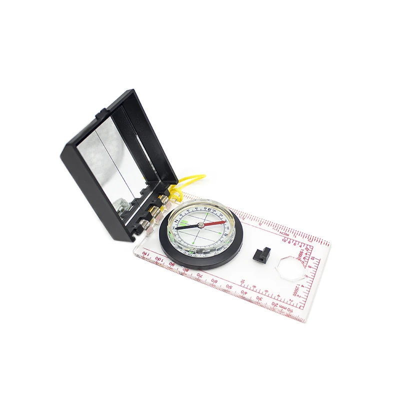 Portable Mini Acrylic Base Plate Compass Handy Handheld Map Ruler Mirror Sports Navigation Guide Perfect Hike Companion Pointer
