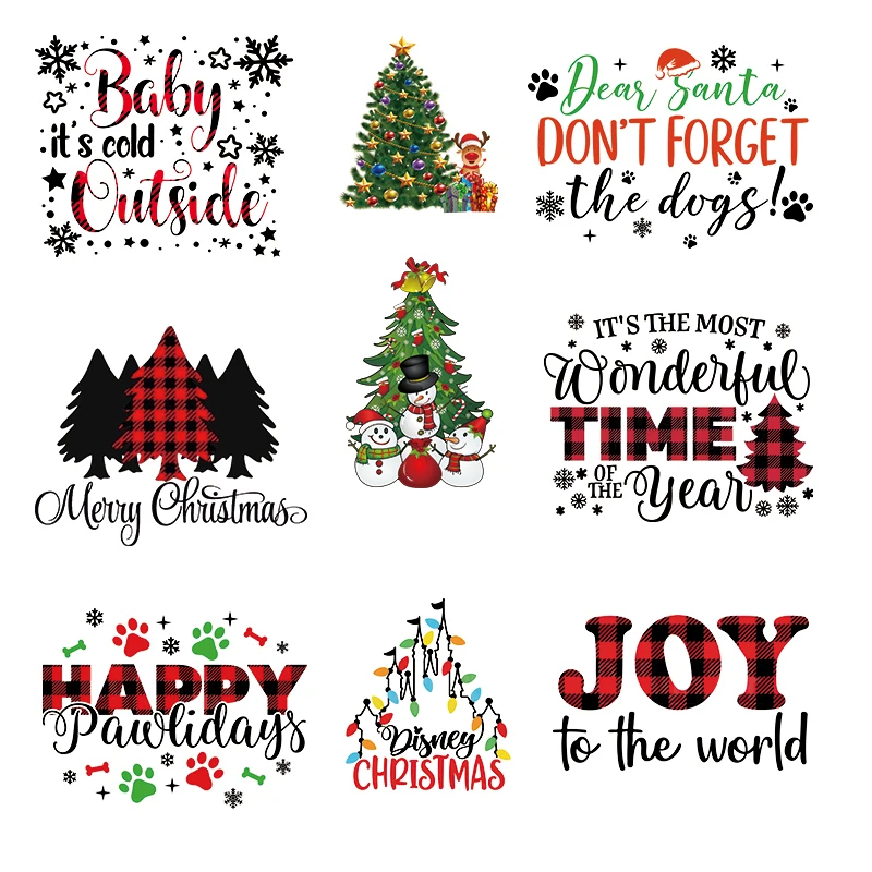 Christmas Design Tshirt Heat Transfer Vinyl Sticker Iron On Flock