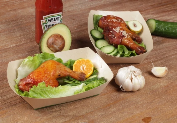 Disposable Takeaway Fast Food Packing Box Fried Chicken Chips Recyclable Food Grade Hotdog Kraft Paper Food Boat Tray manufacture