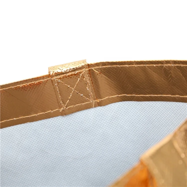 שקיות קניות בד לא תפורות מרופדות, איכות OEM, מותאמות אישית, מרווח גדול, אופייני, צבע זהב