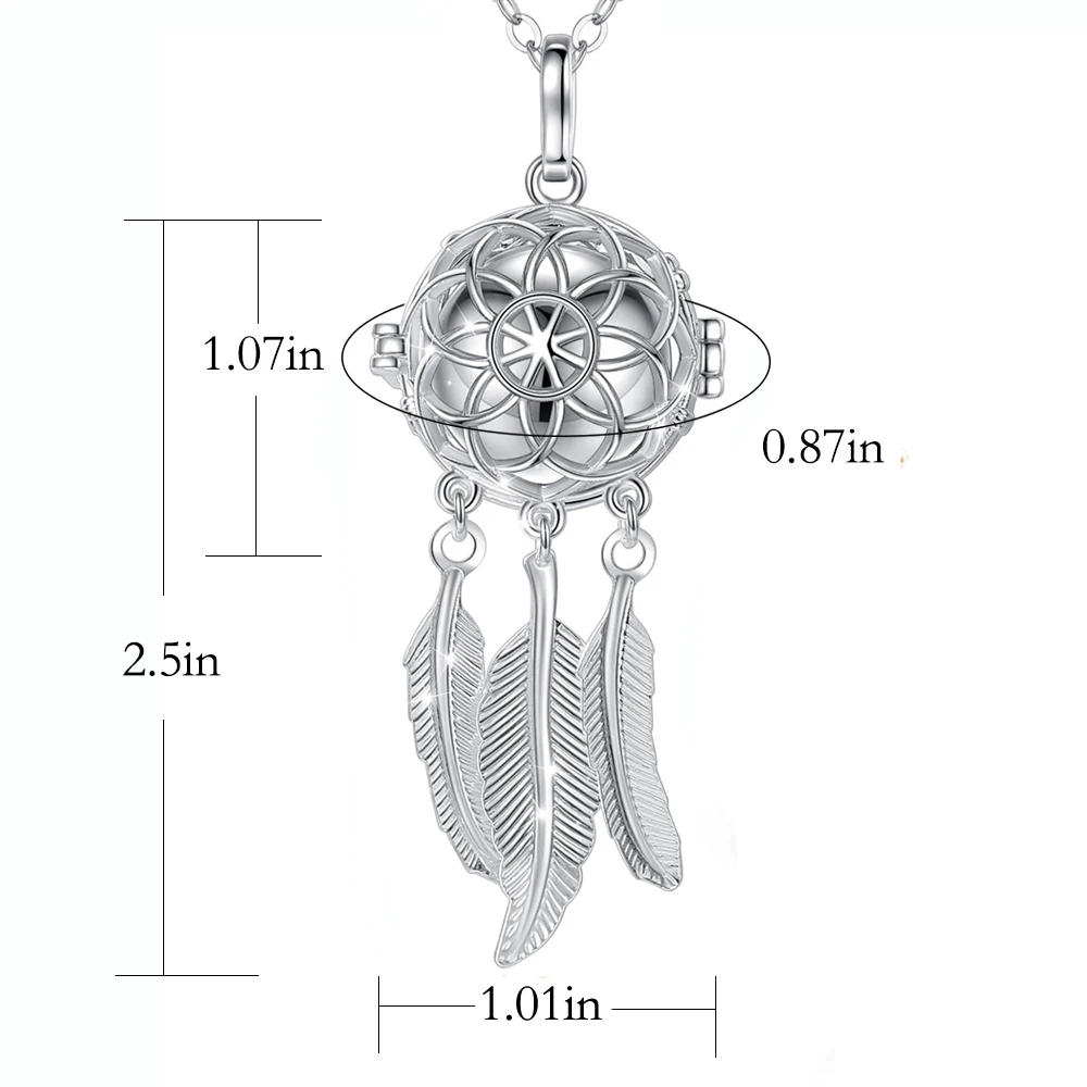 Cremation Jewelry Urn Necklace for Ashes for Women Men Feather Keepsake Dream Catcher Hollow Pendants in Memory of Human Pets