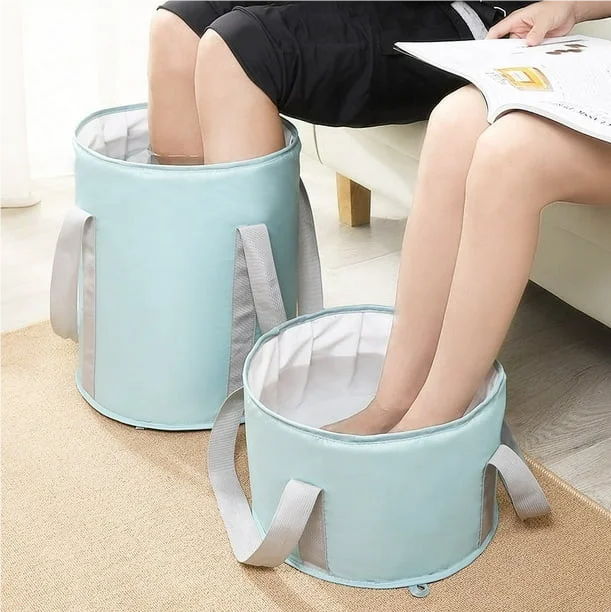 Portable Folding Feet Soaking Bag Foot Bath Bucket with Thickened Five Layers Insulated Design for Travel Home Laundry Washing