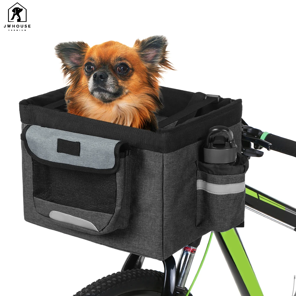 18L Foldable Oxford Fabric Bike Basket 10kg Load Bicycle Handlebar Front  Bag Box Pet Dog Cat Carrier Accessories for Dog
