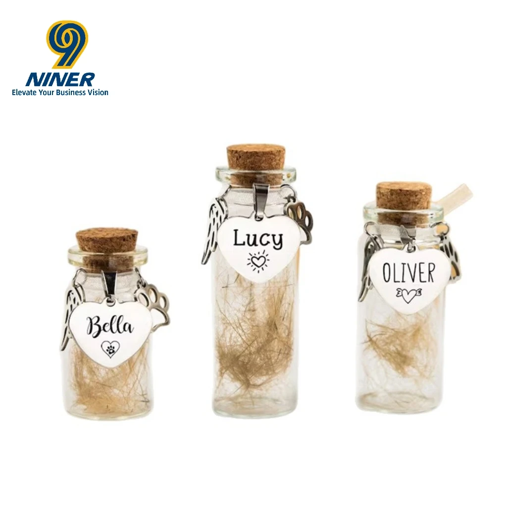 Modern Cat and Dog Pet Fur and Teeth Keepsake Container Custom Glass Bottle Eco-friendly