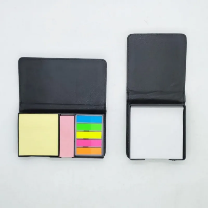 Design Square Sticky Notepad Holder Customized Logo Memo Pad Box Blank Sublimation Pu Leather Sticky Notes Box