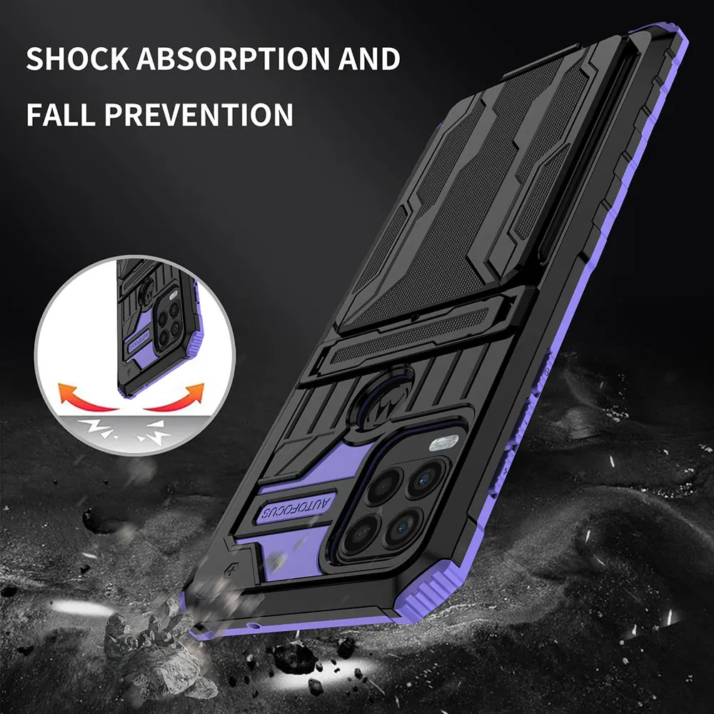 Laudtec Sjk961 Shockproof Phone Case Folding Holder Card Camera Lens Protection Skin Friendly Shell For Motorola G Stylus 5G supplier