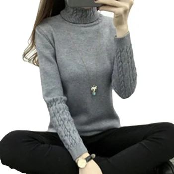 Winter Thick Warm Women Turtle neck sweater and pullovers Women Knit Long Sleeve Cashmere Sweater Jumper Tops