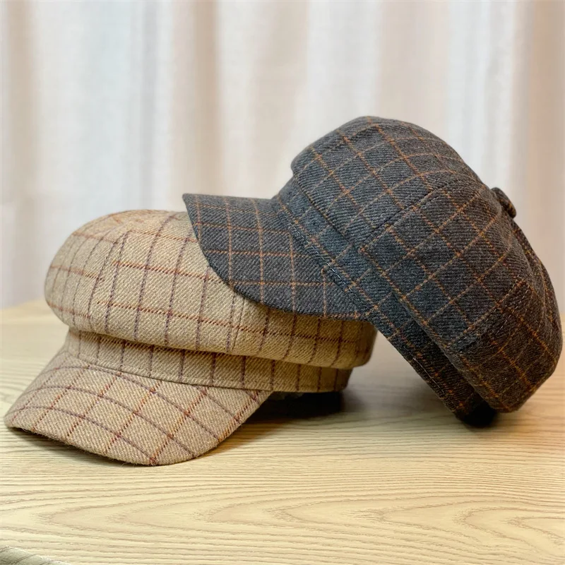 Women Beret Newsboy Hat French Woolen Cap Classic Autumn Spring Winter Octagon Hat