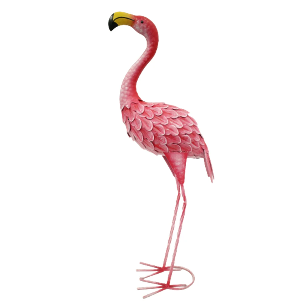 36 Inch Nordic Metal Pink Flamingo Yard  Animal Statue Outdoor Sculptures for Patio Backyard Porch s 20A0072