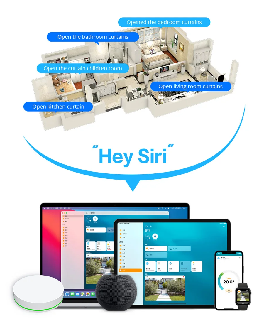 Zemismart Homekit Zigbee Bean Blinds Smart Shade Driver Roller Shutter Motor IOS Home App Siri Voice Control