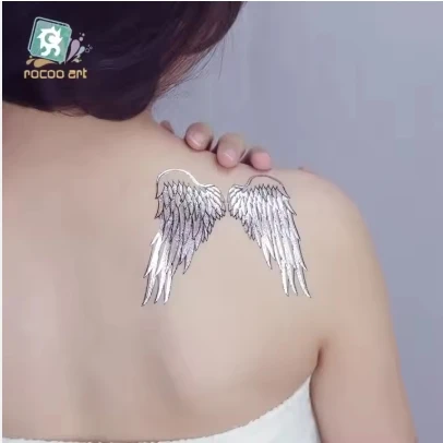 Bird Wing Star Sun Design Metallic Temporary Tattoo
