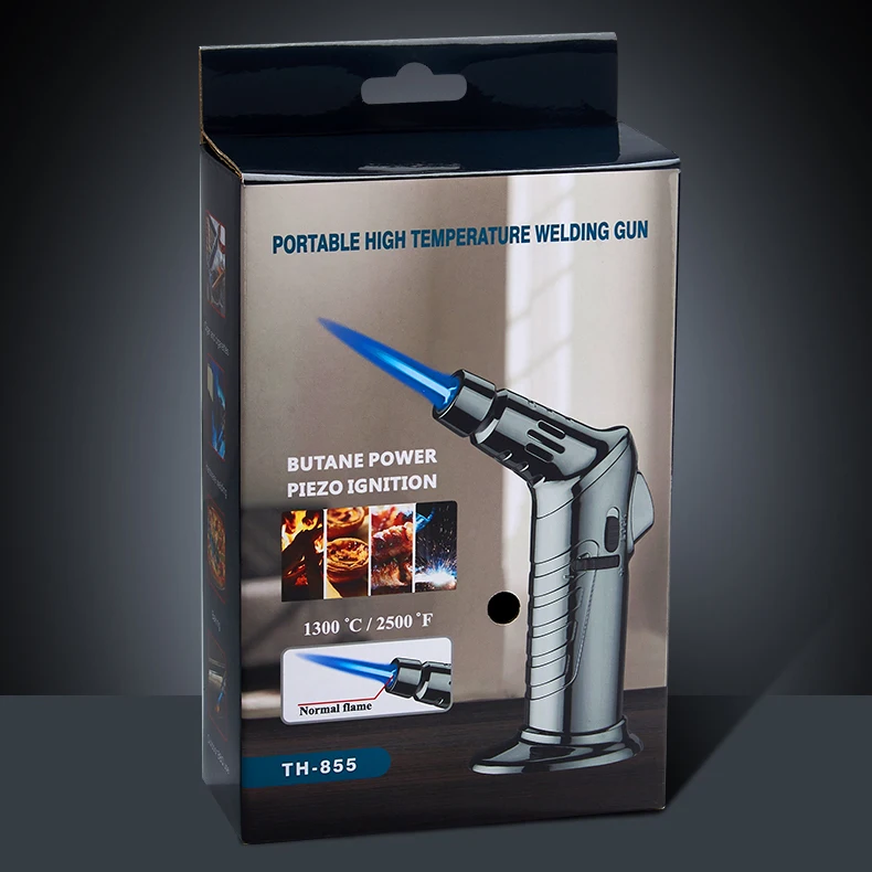 Ready to Ship Portable Table Jet Torch Lighters CUSTOM LOGO Windproof Gas Refillable Metal Wholesale Butane Cigarette Lighter
