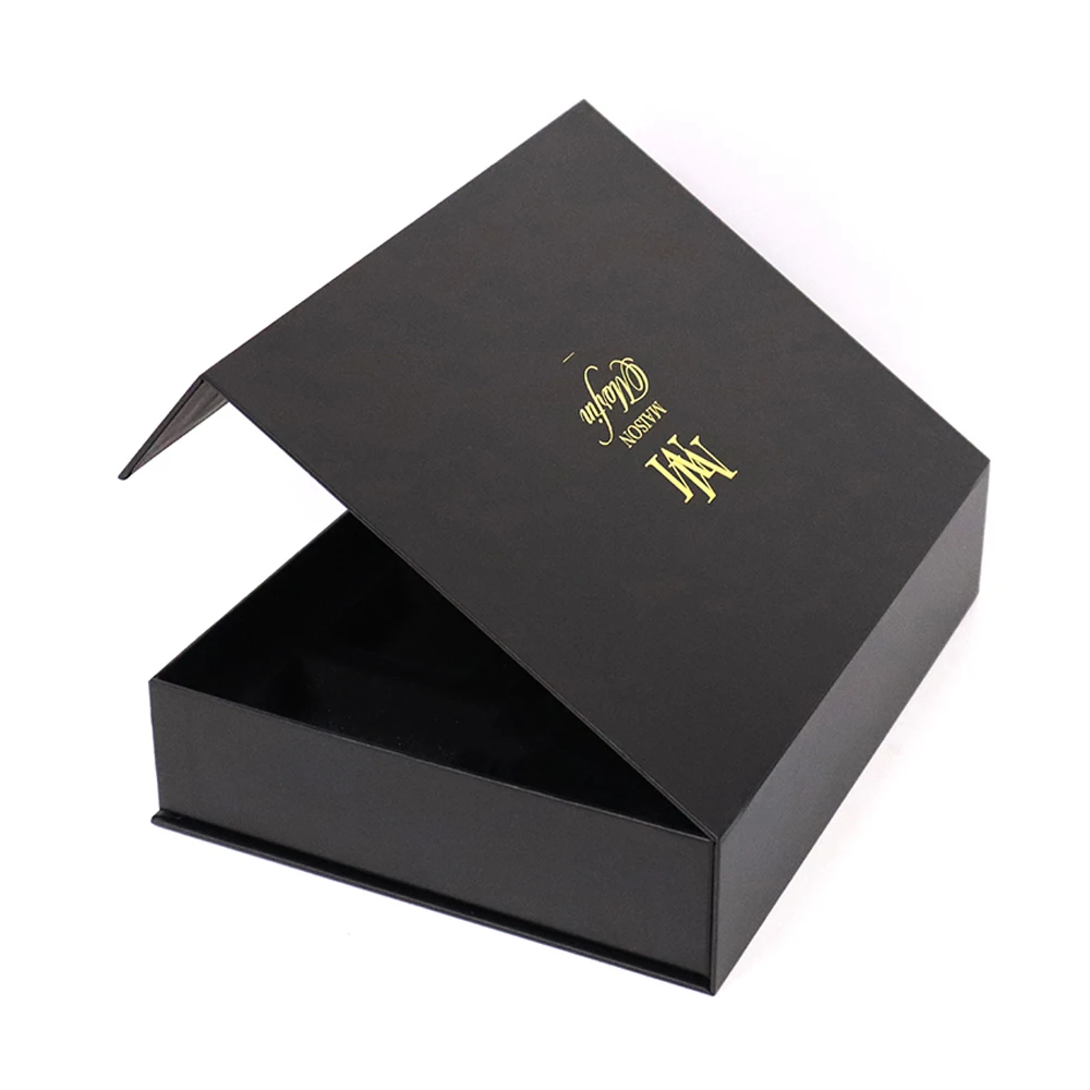 Custom Gold Foil Logo Luxury Black Rigid Cardboard Packaging Paper ...