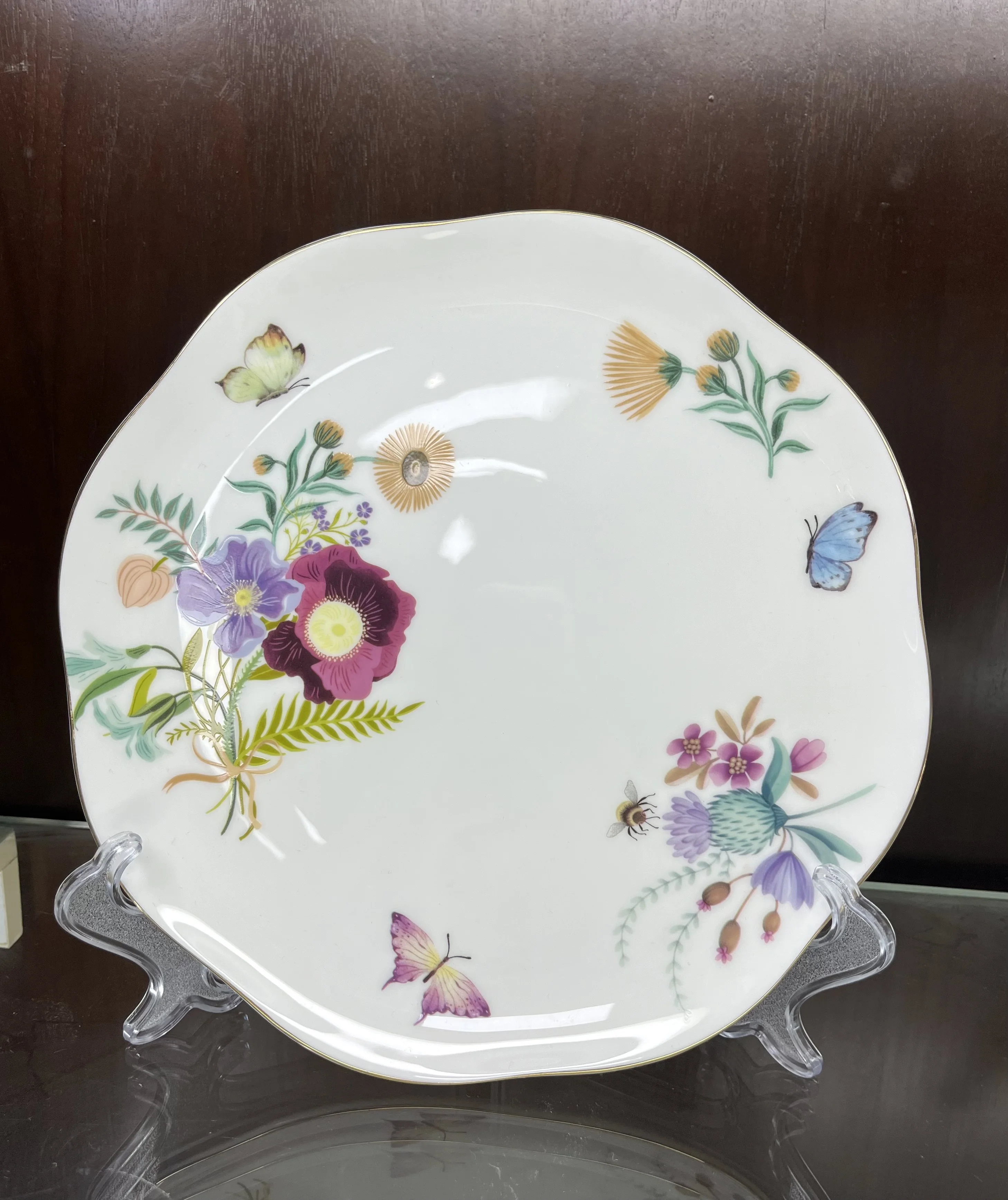 Purple Passionate Romance Octagonal Waved Lacework Shape Plate Fine Bone China Japanese 7.5in 8.5in 10.5in Plate