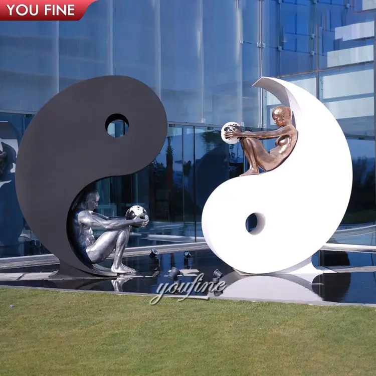 Outdoor Garden Metal Tai Chi Stainless Steel Harmony Sculpture by Lorenzo Quinn