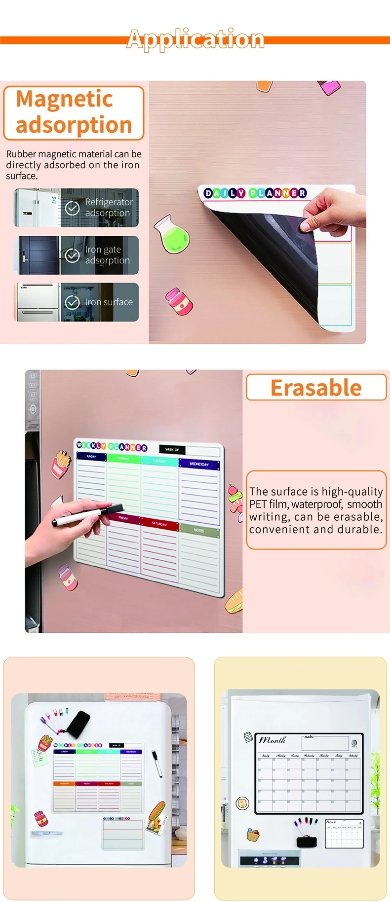 Waterproof Fridge Monthly Vinyl Sticker Magnetic Weekly Planner ...