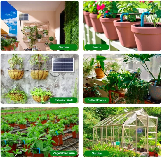 Automatic Irrigation System Plant Watering System Kit Solar Power Irrigation System for the Balcony Plant Bed and Green Home