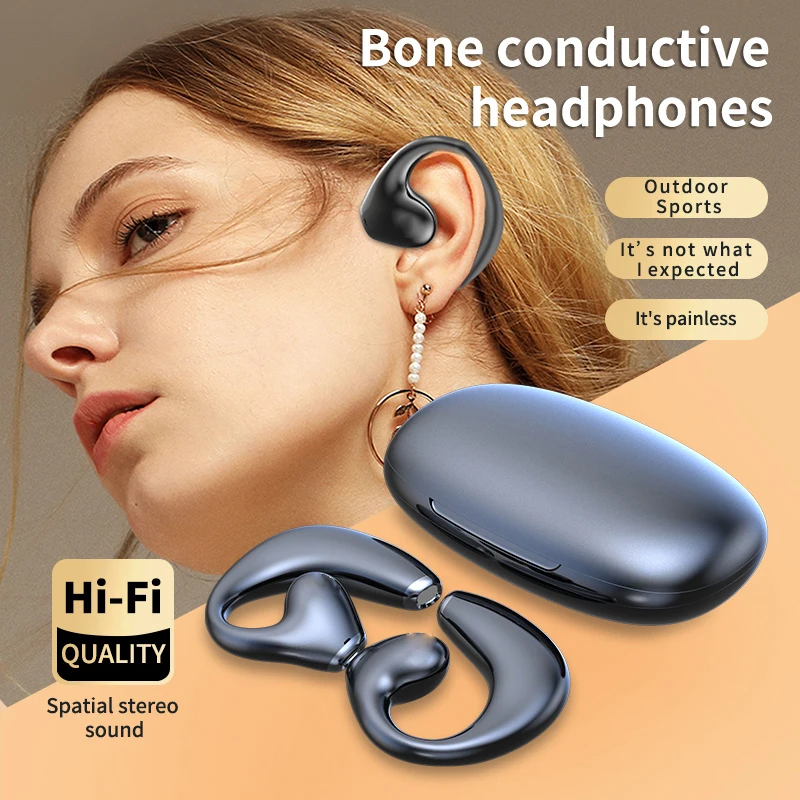 Jr02 Ear Clip Air Conduction Earbuds Ear Hook Wireless Outdoor Sports Tws Earphones Open Ear Headphones