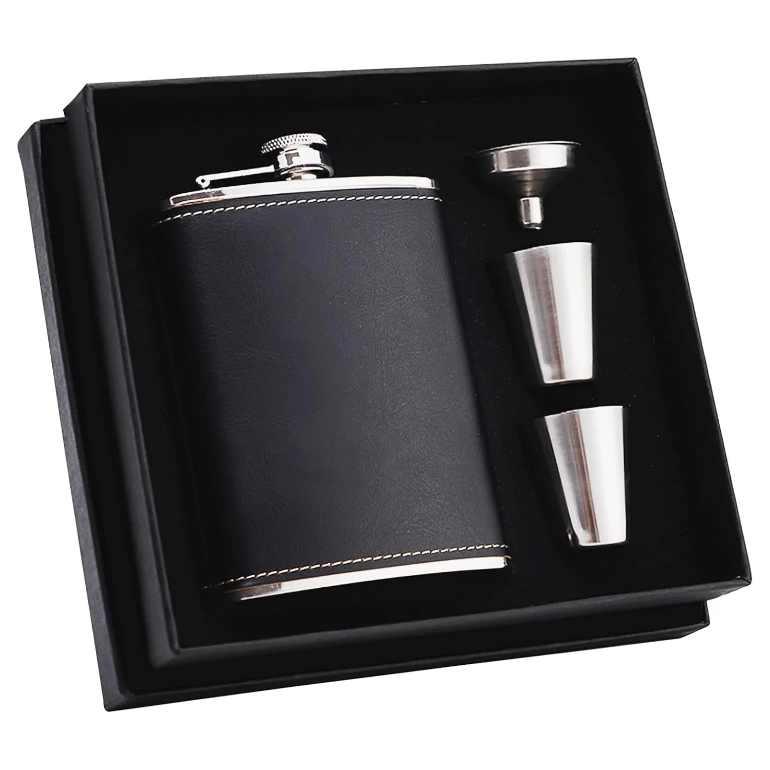 8oz High Quality Custom Stainless Steel Hip Flask Funnel Shot Glass-Whiskey/Wine/Whisky Premium Minimalist Business Gift Set