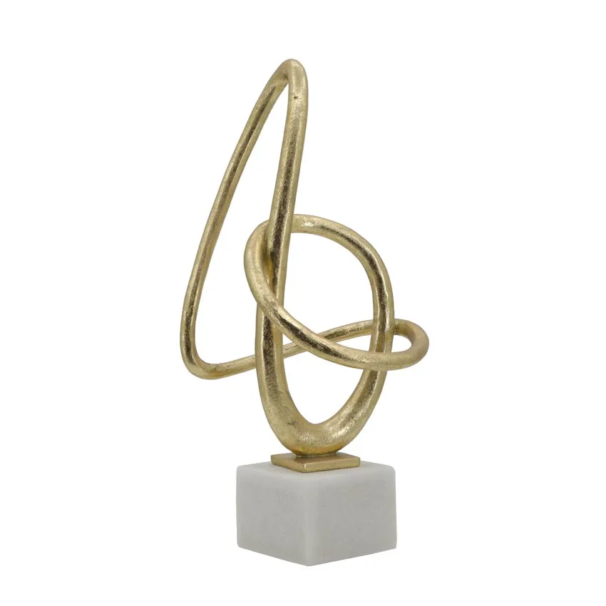 Nordic Gold Ribbon Statue On Sand Stone Base Wholesaler Decorative Curve Ornament For Home Decoracion