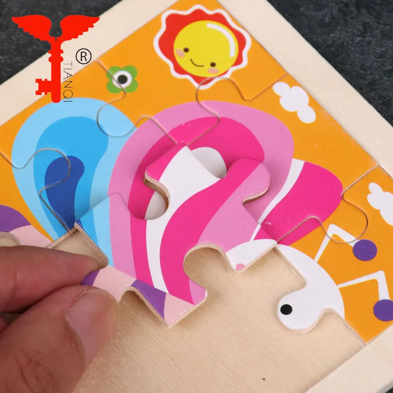 Обучающая детская игрушка пазл маленький размер 11*11 см деревянная головоломка для детей мультяшное животное